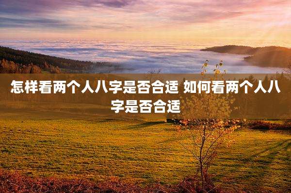 怎样看两个人八字是否合适 如何看两个人八字是否合适