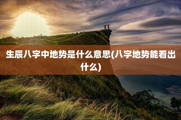 生辰八字中地势是什么意思(八字地势能看出什么)