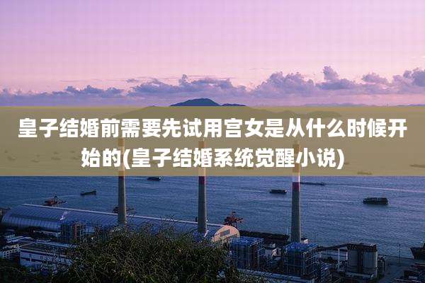 皇子结婚前需要先试用宫女是从什么时候开始的(皇子结婚系统觉醒小说)