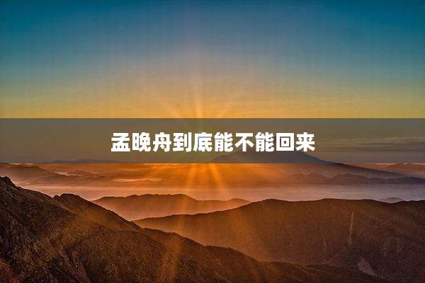 孟晚舟到底能不能回来