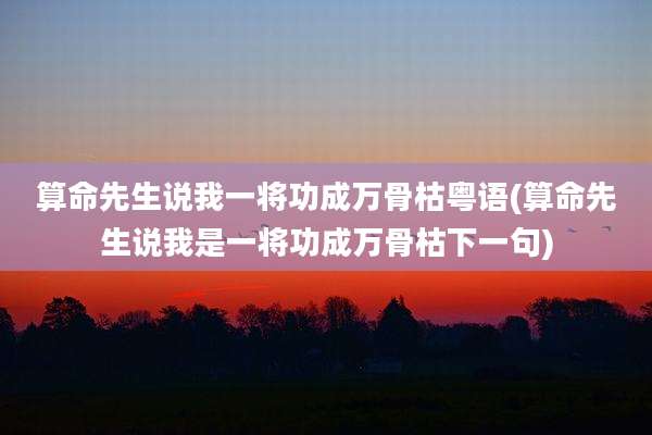 算命先生说我一将功成万骨枯粤语(算命先生说我是一将功成万骨枯下一句)
