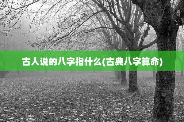 古人说的八字指什么(古典八字算命)