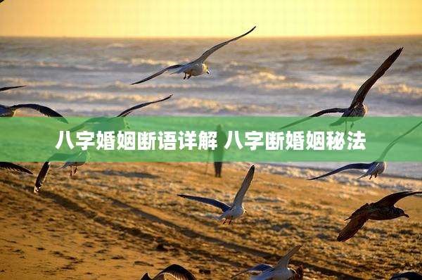 八字婚姻断语详解 八字断婚姻秘法