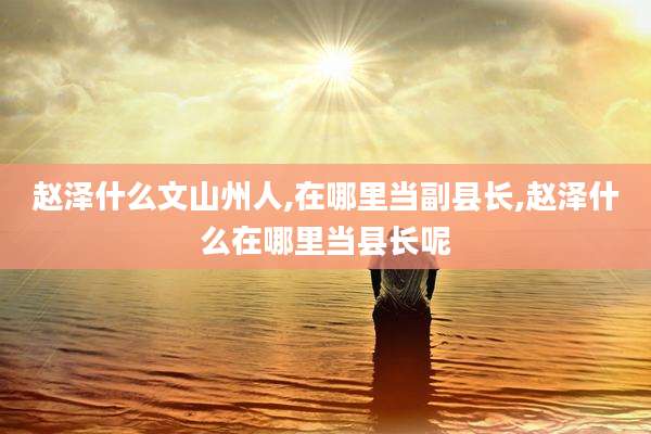 赵泽什么文山州人,在哪里当副县长,赵泽什么在哪里当县长呢