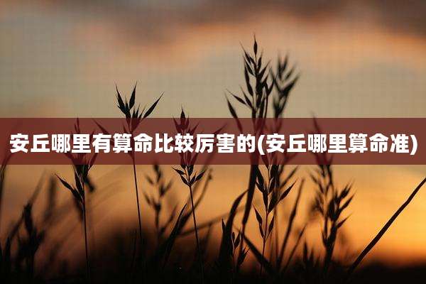安丘哪里有算命比较厉害的(安丘哪里算命准)