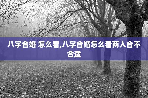 八字合婚 怎么看,八字合婚怎么看两人合不合适