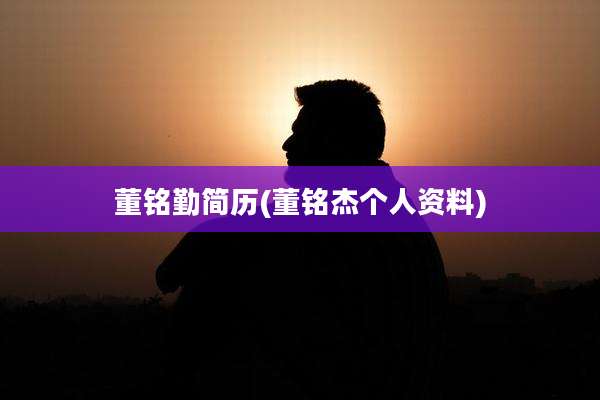 董铭勤简历(董铭杰个人资料)