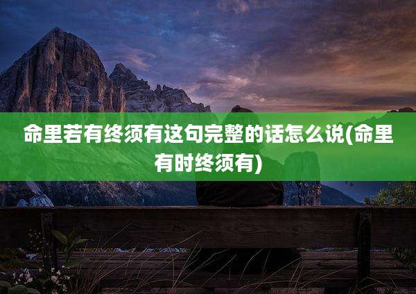 命里若有终须有这句完整的话怎么说(命里有时终须有)