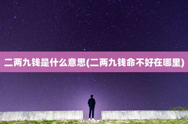 二两九钱是什么意思(二两九钱命不好在哪里)
