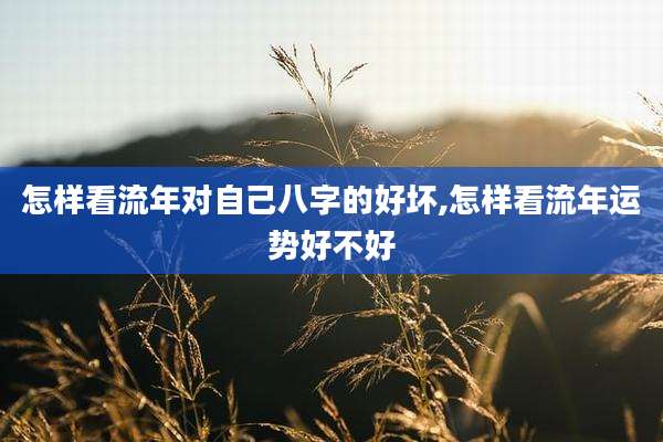 怎样看流年对自己八字的好坏,怎样看流年运势好不好