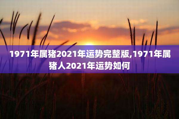 1971年属猪2021年运势完整版,1971年属猪人2021年运势如何