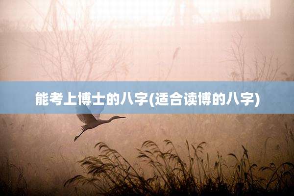 能考上博士的八字(适合读博的八字)