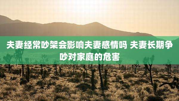 夫妻经常吵架会影响夫妻感情吗 夫妻长期争吵对家庭的危害