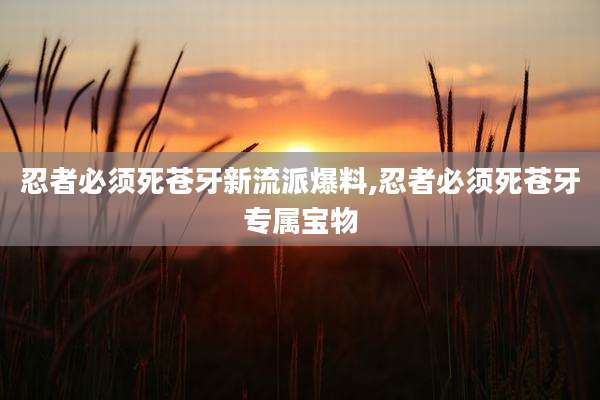 忍者必须死苍牙新流派爆料,忍者必须死苍牙专属宝物