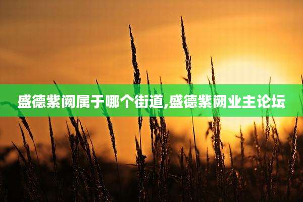 盛德紫阙属于哪个街道,盛德紫阙业主论坛