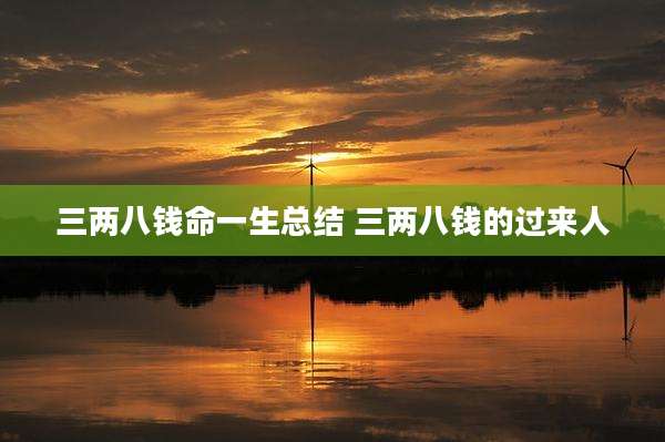 三两八钱命一生总结 三两八钱的过来人