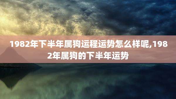 1982年下半年属狗运程运势怎么样呢,1982年属狗的下半年运势