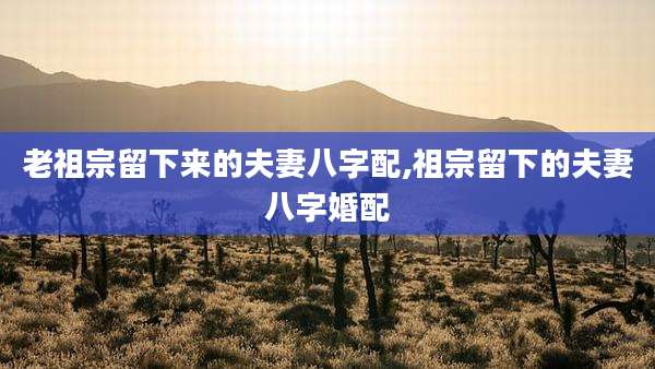 老祖宗留下来的夫妻八字配,祖宗留下的夫妻八字婚配