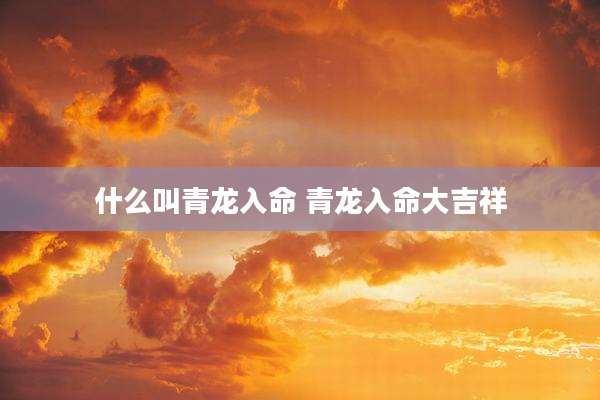 什么叫青龙入命 青龙入命大吉祥