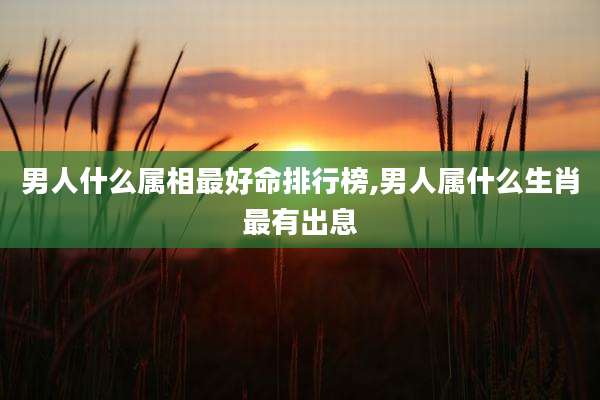 男人什么属相最好命排行榜,男人属什么生肖最有出息