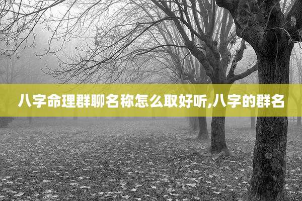 八字命理群聊名称怎么取好听,八字的群名
