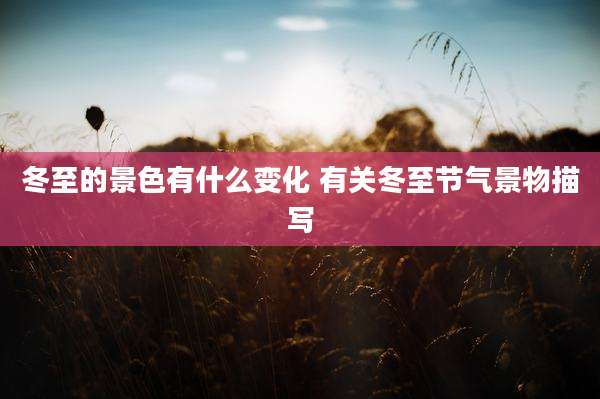 冬至的景色有什么变化 有关冬至节气景物描写