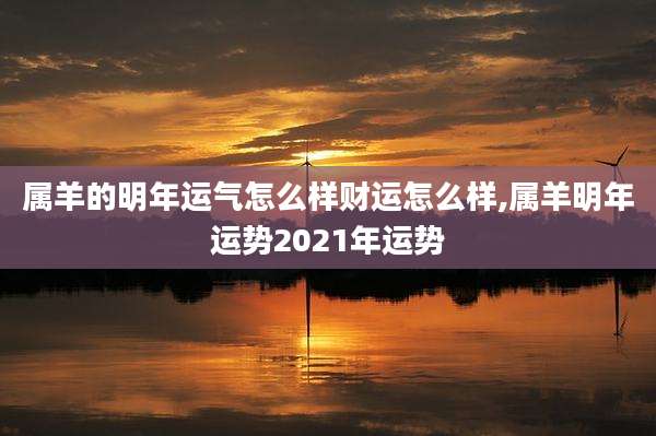 属羊的明年运气怎么样财运怎么样,属羊明年运势2021年运势