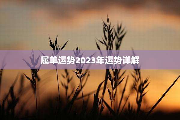 属羊运势2023年运势详解