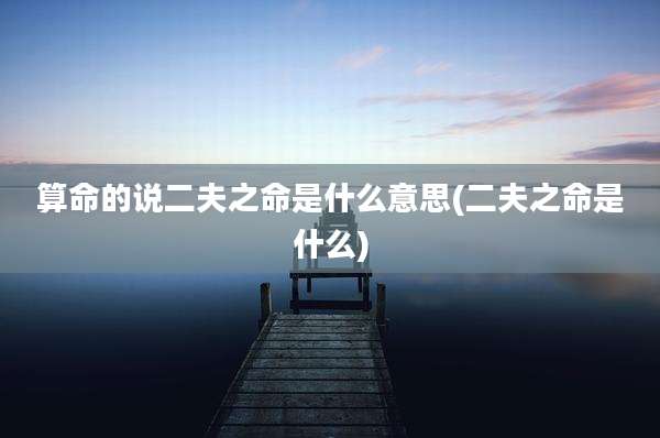 算命的说二夫之命是什么意思(二夫之命是什么)