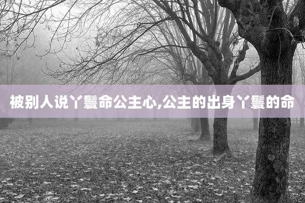 被别人说丫鬟命公主心,公主的出身丫鬟的命