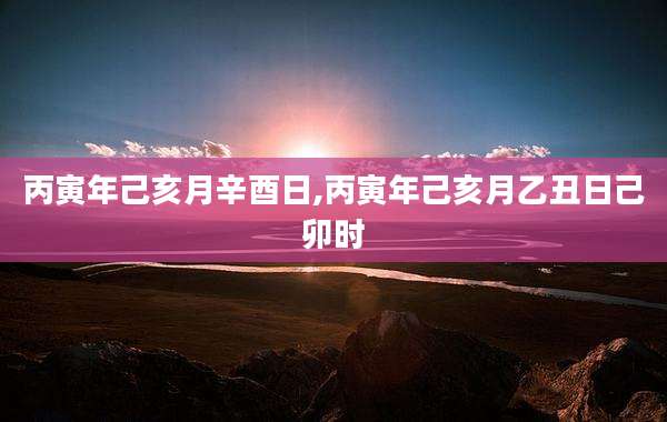 丙寅年己亥月辛酉日,丙寅年己亥月乙丑日己卯时