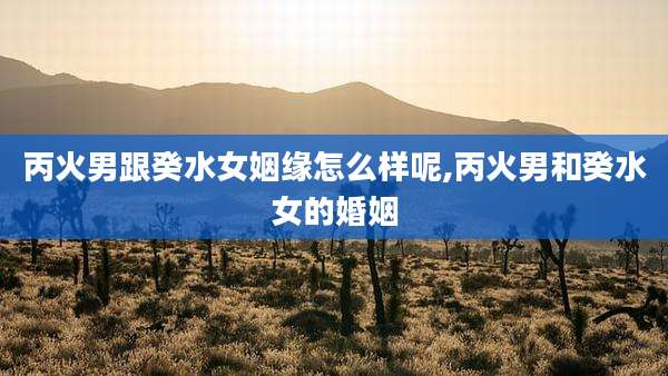 丙火男跟癸水女姻缘怎么样呢,丙火男和癸水女的婚姻
