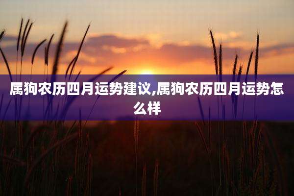 属狗农历四月运势建议,属狗农历四月运势怎么样