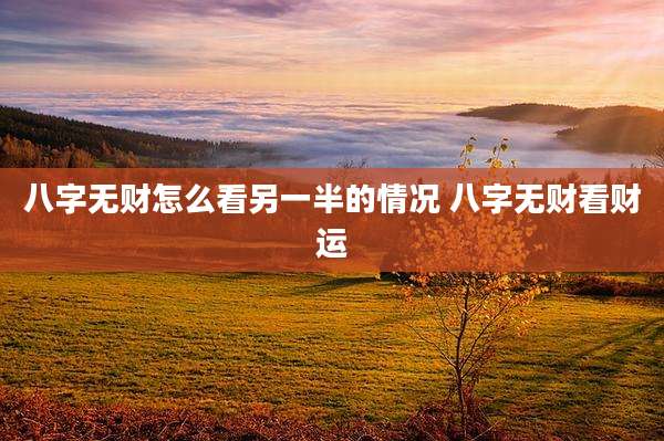 八字无财怎么看另一半的情况 八字无财看财运