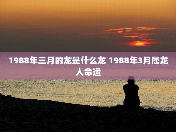 1988年三月的龙是什么龙 1988年3月属龙人命运