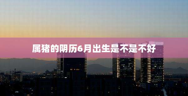 属猪的阴历6月出生是不是不好