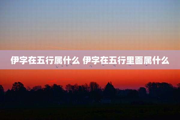 伊字在五行属什么 伊字在五行里面属什么
