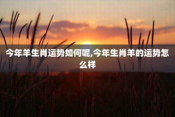 今年羊生肖运势如何呢,今年生肖羊的运势怎么样