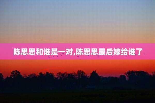 陈思思和谁是一对,陈思思最后嫁给谁了