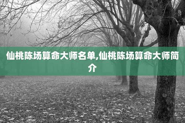 仙桃陈场算命大师名单,仙桃陈场算命大师简介