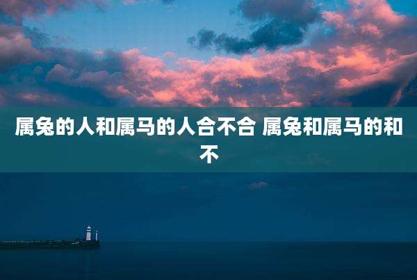 属兔的人和属马的人合不合 属兔和属马的和不