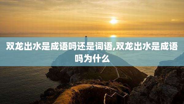 双龙出水是成语吗还是词语,双龙出水是成语吗为什么