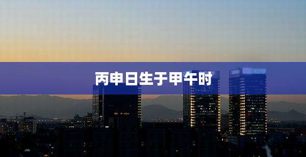 丙申日生于甲午时