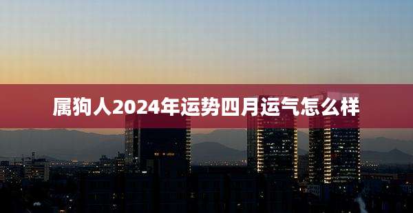属狗人2024年运势四月运气怎么样