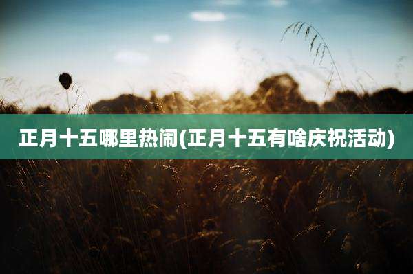 正月十五哪里热闹(正月十五有啥庆祝活动)