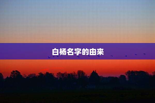 白杨名字的由来