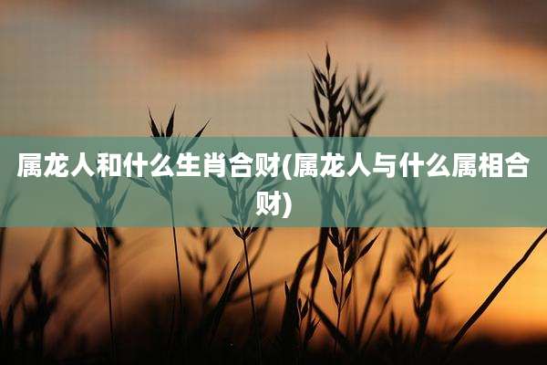 属龙人和什么生肖合财(属龙人与什么属相合财)