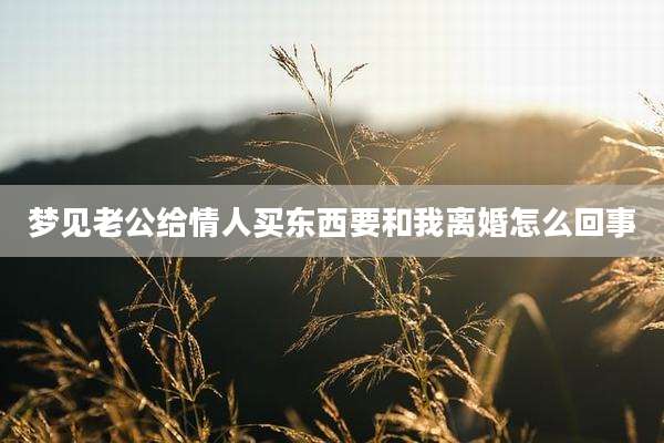 梦见老公给情人买东西要和我离婚怎么回事