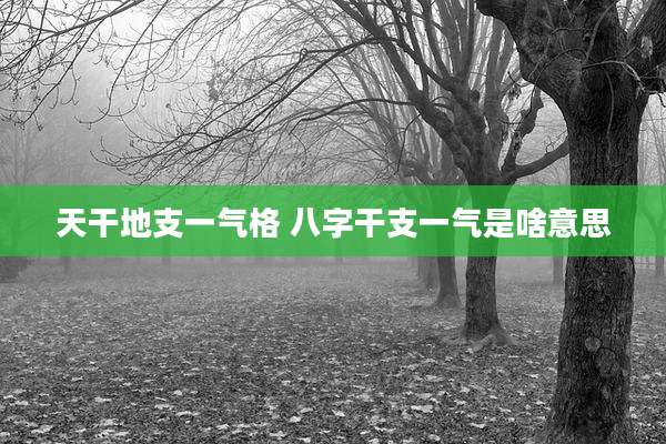 天干地支一气格 八字干支一气是啥意思
