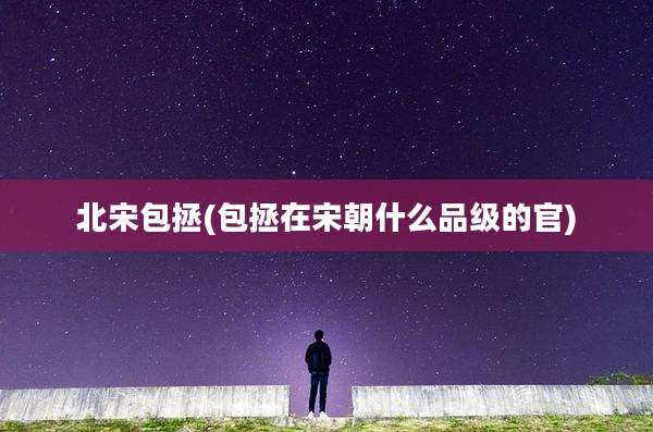 北宋包拯(包拯在宋朝什么品级的官)